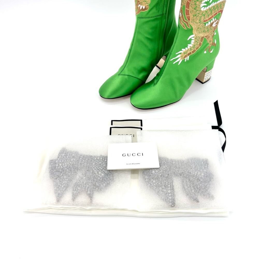 NEW Gucci Candy Dragon Embroidered Bow Crystal Embellished Knee High Boots 37.5 - Picture 8 of 10
